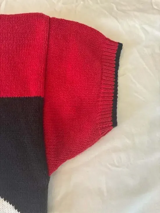 Vintage 80s J.G. Hook Red Knit Cow Graphic Short Sleeve Sweater Medium - Picture 6 of 11